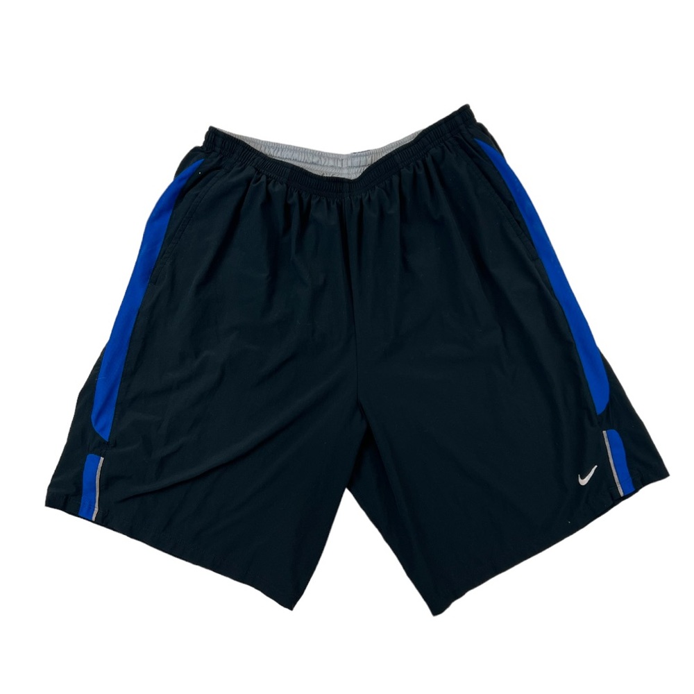 Nike Dry-Fit Black with Blue Stripe Athletic Shorts with Built-In-Briefs Large
